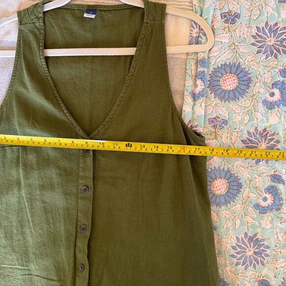 Sleeveless Button-Front Linen-Blend Maxi Shift Dress - Picture 8 of 10